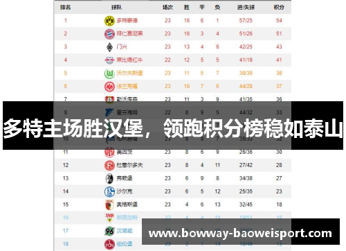 多特主场胜汉堡，领跑积分榜稳如泰山
